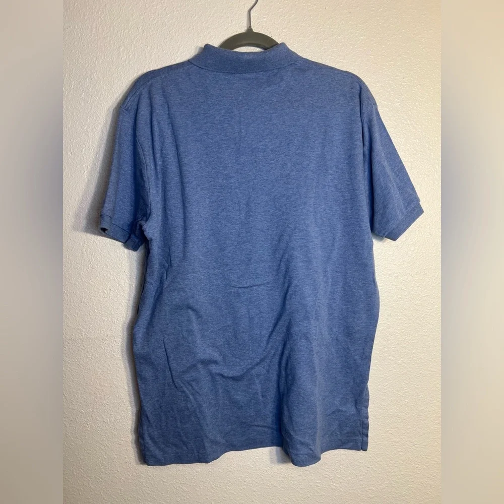 Polo By Ralph Lauren Men's Medium Short Sleeve Polo Shirt Blue With Pink Pony